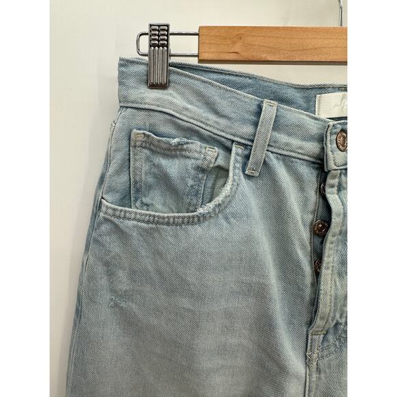 7 For All Mankind Easy Straight Button Fly Light Wash Blue Jeans Women's Size 25 - Picture 7 of 13